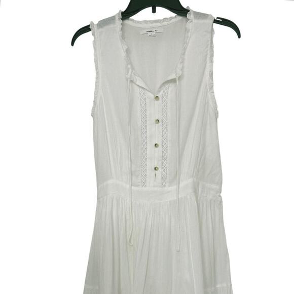 O’Neill White Sleeveless Ruffle Tiered Button Front Mini Dress New Size Large - Picture 3 of 15